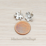 ER.236 // Clear Crystal Cubic Zirconia Centered Flower Ear Post, 2 Pc