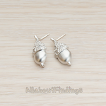 ER.249 // Clear Cubic Zirconia Setting Acorn Ear Post, 2 Pc