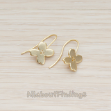 ER.259 // Mini Four Petal Flower Earwire, 2 Pc