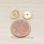 ER.274 // Cubic Setting Daisy Flower Ear Post, 2Pc