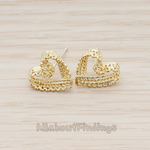 ER.284 // Lace Heart Earpost, 2 Pc