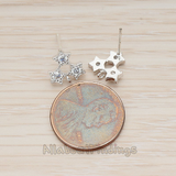 ER.294 // Round Crystal Cut Cubic Zirconia Triple Star Earpost, 2Pc