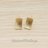 ER.309 // Brushed Texture Rectangle Earpost, 2 Pc