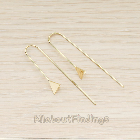 ER.344 // Simple Geometric Small Triangle Long Tail Earwire, 2 Pc