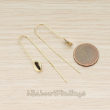 ER.345 // Simple Geometric Small Round Circle Long Tail Earwire, 2 Pc