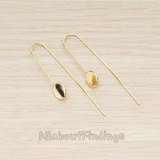 ER.345 // Simple Geometric Small Round Circle Long Tail Earwire, 2 Pc