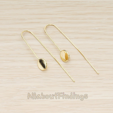 ER.345 // Simple Geometric Small Round Circle Long Tail Earwire, 2 Pc