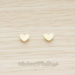 ER.351 // Simple Satin Brushed Geometric Mini Heart Earpost, 2 Pc