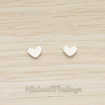 ER.351 // Simple Satin Brushed Geometric Mini Heart Earpost, 2 Pc