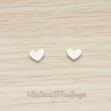 ER.351 // Simple Satin Brushed Geometric Mini Heart Earpost, 2 Pc