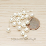 ER.353-02 // Simple 6 mm Imitation Pearl Earpost, 2 Pc