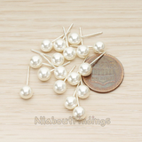 ER.353-02 // Simple 6 mm Imitation Pearl Earpost, 2 Pc