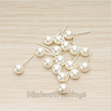 ER.353-02 // Simple 6 mm Imitation Pearl Earpost, 2 Pc