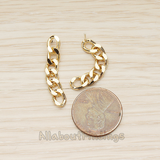 ER.366-02 // Simple Twisted Flattened Long Cable Chain Link Earpost, 2 Pc