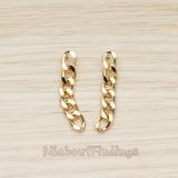 ER.366-02 // Simple Twisted Flattened Long Cable Chain Link Earpost, 2 Pc