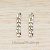 ER.366-02 // Simple Twisted Flattened Long Cable Chain Link Earpost, 2 Pc