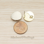 ER.381 // Brushed Round Shape Curved Tag Disk Earpost, 2 Pc