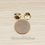 ER.391-02 // Origami Paper Work Inspired Round Pyramid Shape Earpost, 2 Pc