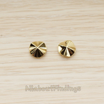 ER.391-02 // Origami Paper Work Inspired Round Pyramid Shape Earpost, 2 Pc