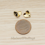 ER.391-03 // Origami Paper Work Inspired Heart Pyramid Shape Earpost, 2 Pc