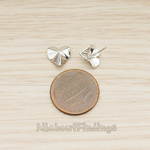 ER.391-03 // Origami Paper Work Inspired Heart Pyramid Shape Earpost, 2 Pc