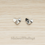 ER.391-03 // Origami Paper Work Inspired Heart Pyramid Shape Earpost, 2 Pc