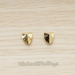 ER.391-04 // Origami Paper Work Inspired Shield Pyramid Shape Earpost, 2 Pc