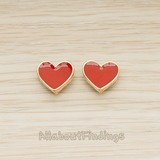 ER.399-01 // Epoxy Painted Simple Heart Earpost, 2 Pc