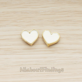 ER.399-01 // Epoxy Painted Simple Heart Earpost, 2 Pc