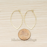 ER.400-03 // Simple Hammered Oval Link Ear Hoop Earwire, 2 Pc