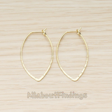 ER.400-03 // Simple Hammered Oval Link Ear Hoop Earwire, 2 Pc