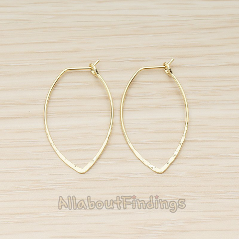 ER.400-03 // Simple Hammered Oval Link Ear Hoop Earwire, 2 Pc