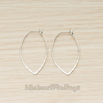 ER.400-03 // Simple Hammered Oval Link Ear Hoop Earwire, 2 Pc