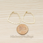 ER.401-01 // Simple Hammered Organic Square Link Ear Hoop Earwire, 2 Pc