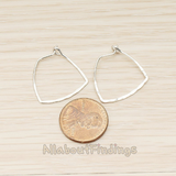 ER.401-01 // Simple Hammered Organic Square Link Ear Hoop Earwire, 2 Pc