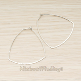 ER.401-02 // Simple Hammered Large Organic Square Link Ear Hoop Earwire, 2 Pc