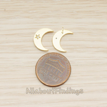 ER.408 // Crescent Moon With Star Cubic Earpost, 2 Pc