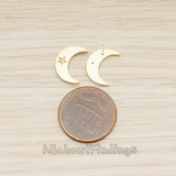 ER.408 // Crescent Moon With Star Cubic Earpost, 2 Pc