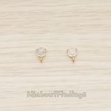 ER.414 // Mini Round Glass Earpost, 2 Pc