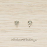 ER.414 // Mini Round Glass Earpost, 2 Pc