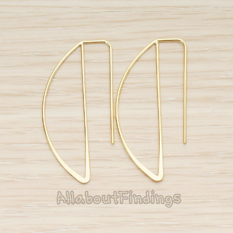 ER.437 // Flattened wire Unique Organic Oval Link Earwire, 2 Pc