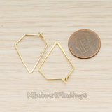 ER.438 // Flattened Wire Unique Triangle Ear Hoop Earwire, 2 Pc