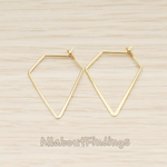 ER.438 // Flattened Wire Unique Triangle Ear Hoop Earwire, 2 Pc