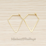 ER.438 // Flattened Wire Unique Triangle Ear Hoop Earwire, 2 Pc