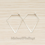 ER.438 // Flattened Wire Unique Triangle Ear Hoop Earwire, 2 Pc