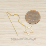 ER.440-02 // Star Link with Long Chain Ear Pierce Earwire, 2 Pc