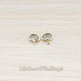 FS.125 // Small Oval Nugget Framed Stone Connector, 2 Pc