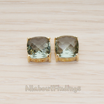 FS.131 // Square Halo Framed Stone Pendant, 2 Pc