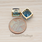 FS.131 // Square Halo Framed Stone Pendant, 2 Pc