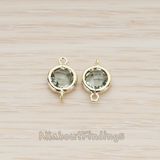 FS.145 // Simple Round Framed Glass Stone Pendant, 2 Pc